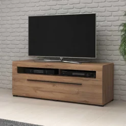 140x52x50 TV Unterschrank in Eiche Optik mit Schwarz - Aberdeen^Wohnen Hot