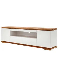 Wohnen 202x54x40 TV Unterschrank in Weiß & Asteiche - Vangels
