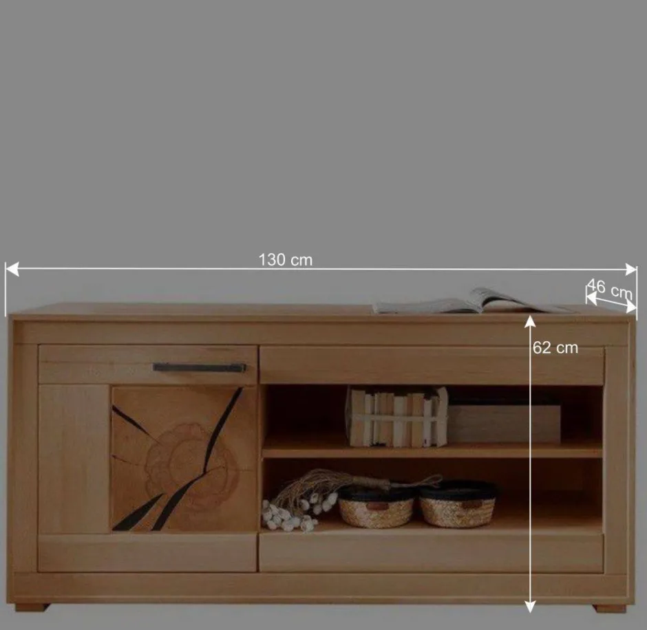 Wohnen 130x62x46 TV-Board aus Kernbuche Massivholz - Sarosca