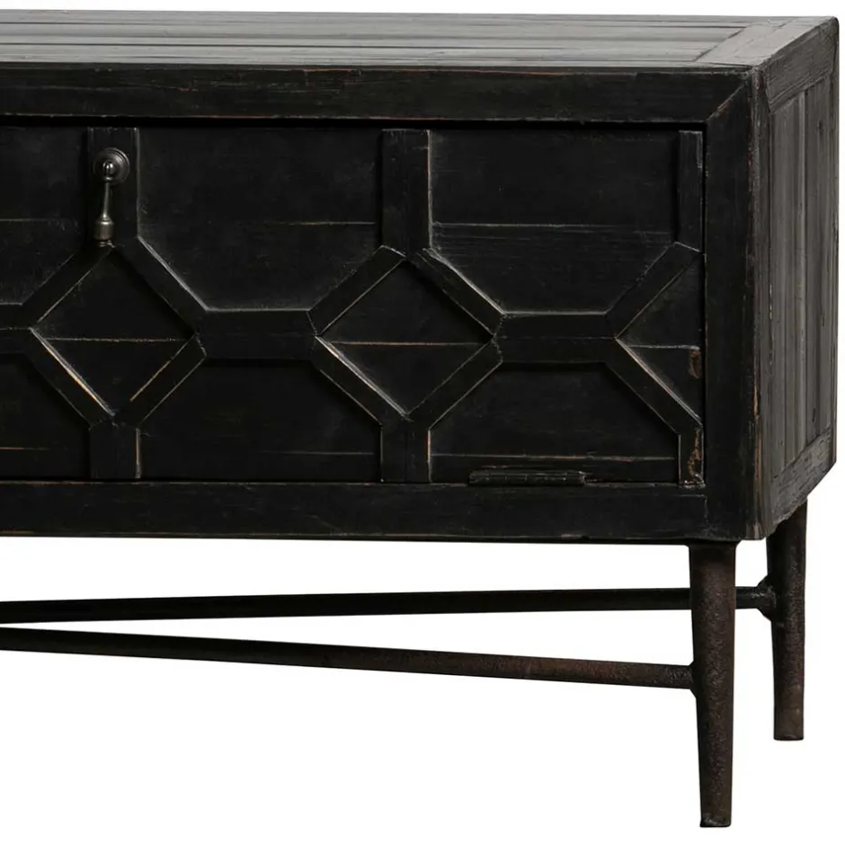 Wohnen 160x50x45 Vintage Design Lowboard in Schwarz - Illestra