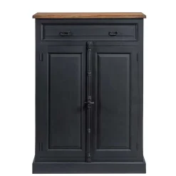 100x141x51 Vintage Vertiko in Schwarz & Teakfarben - Niovan^Wohnen