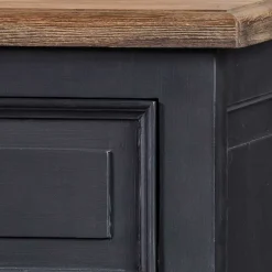 100x141x51 Vintage Vertiko in Schwarz & Teakfarben - Niovan^Wohnen