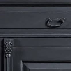 100x141x51 Vintage Vertiko in Schwarz & Teakfarben - Niovan^Wohnen