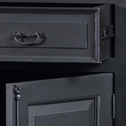 100x141x51 Vintage Vertiko in Schwarz & Teakfarben - Niovan^Wohnen