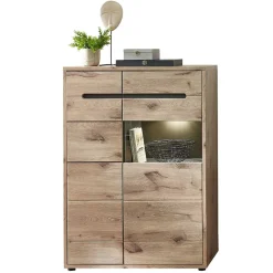 Wohnen 90x128x38 Vitrine Highboard in Wildeiche NB - Zelio