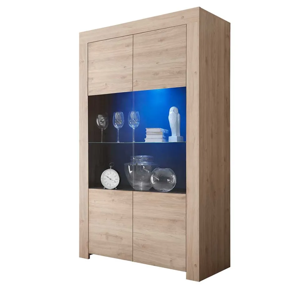 Wohnen 110x186x42 Vitrine in Eiche Nachbildung - Karika