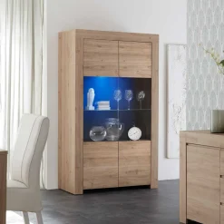 Wohnen 110x186x42 Vitrine in Eiche Nachbildung - Karika