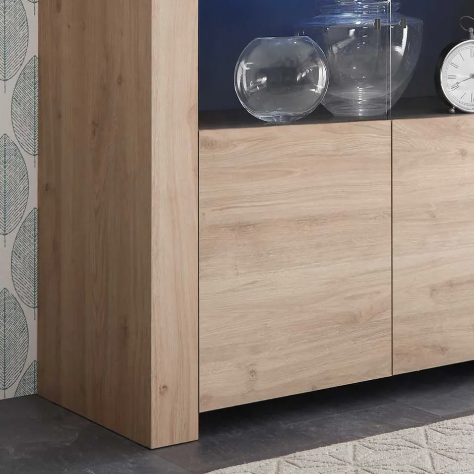 Wohnen 110x186x42 Vitrine in Eiche Nachbildung - Karika