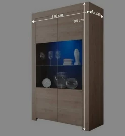 Wohnen 110x186x42 Vitrine in Eiche Nachbildung - Karika