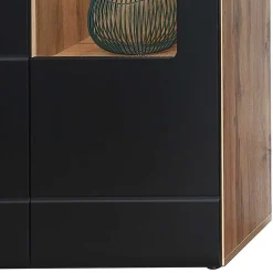 Wohnen 80x208x37 Vitrine in Schwarz & Wildeiche - Kandu