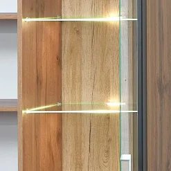 Wohnen 80x208x37 Vitrine in Schwarz & Wildeiche - Kandu