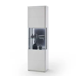 Wohnen 60x208x38 Vitrine in Weiß & Anthrazit - Hazime
