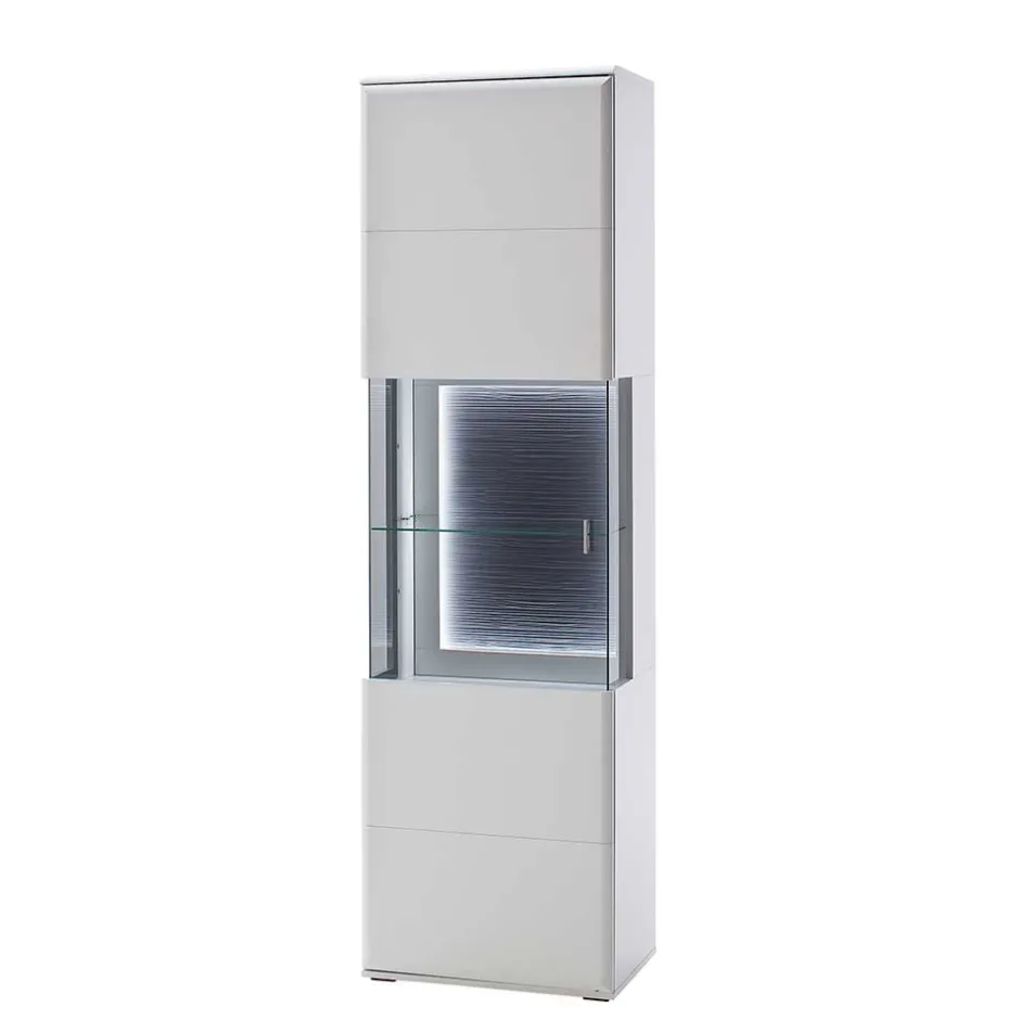 Wohnen 60x208x38 Vitrine in Weiß & Anthrazit - Hazime