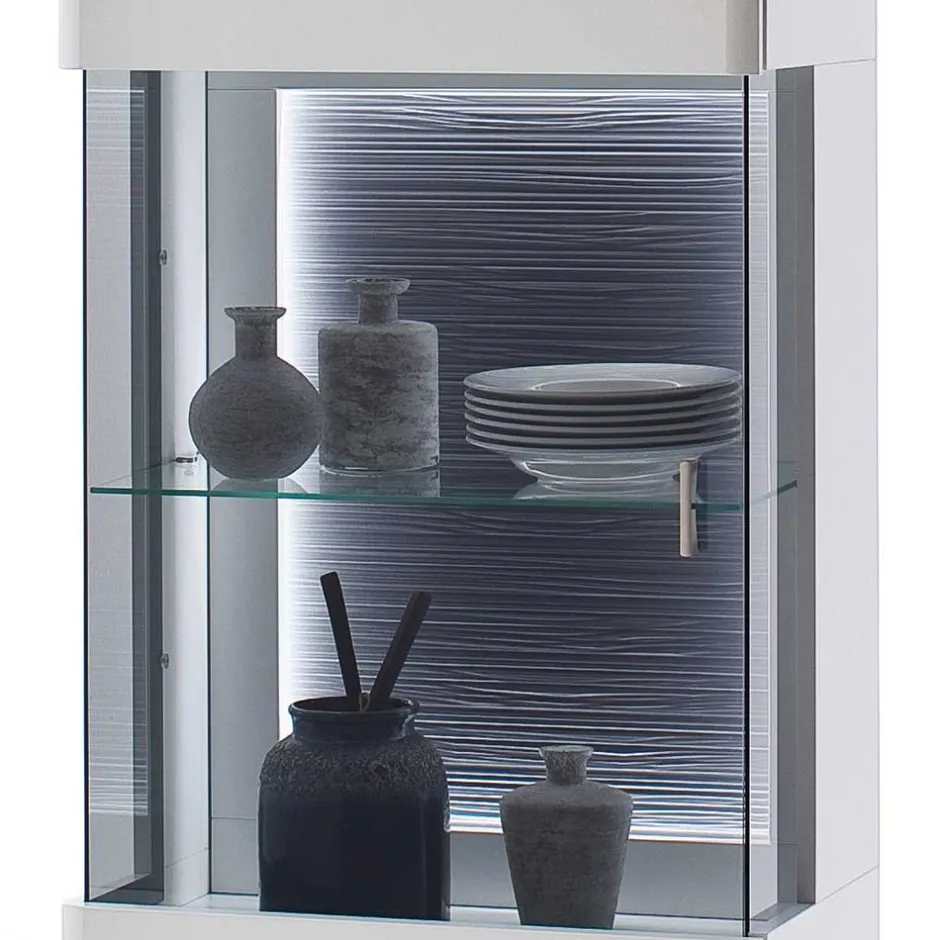 Wohnen 60x208x38 Vitrine in Weiß & Anthrazit - Hazime