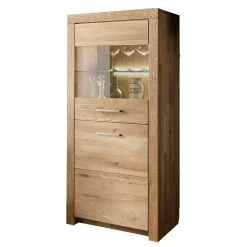 65x141x40 Vitrinenschrank aus Wildeiche Massivholz - Loitons^Wohnen New