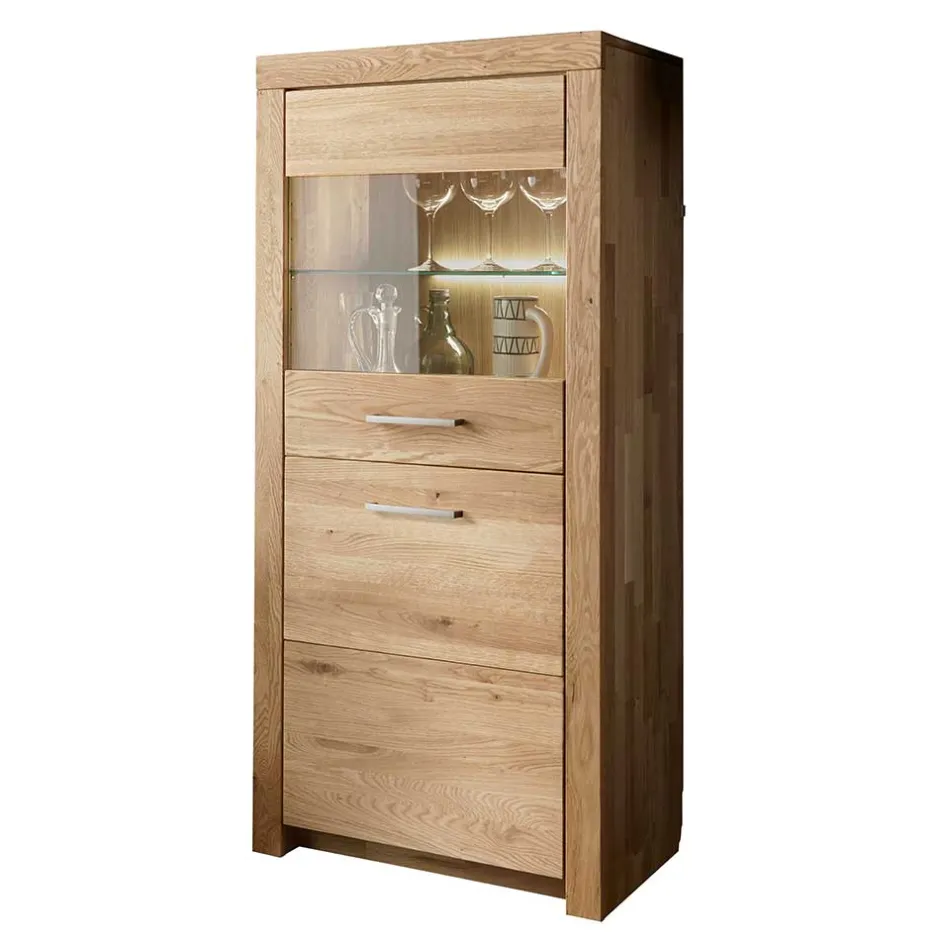 65x141x40 Vitrinenschrank aus Wildeiche Massivholz - Loitons^Wohnen New