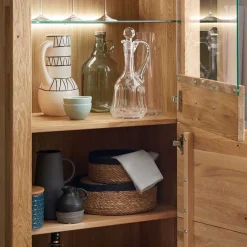 65x141x40 Vitrinenschrank aus Wildeiche Massivholz - Loitons^Wohnen New