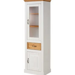 55x180x38 Vitrinenschrank im Landhaus Look - Alexandra^Wohnen Sale