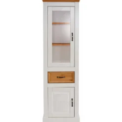 55x180x38 Vitrinenschrank im Landhaus Look - Alexandra^Wohnen Sale