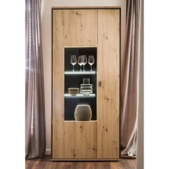 93x210x38 Vitrinenschrank in Eiche Holzdekor - Nikdus^Wohnen Hot