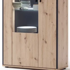 93x210x38 Vitrinenschrank in Eiche Holzdekor - Nikdus^Wohnen Hot