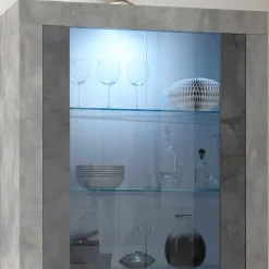 Wohnen 110x191x43 Vitrinenschrank in Grau zweifarbig - Setmora