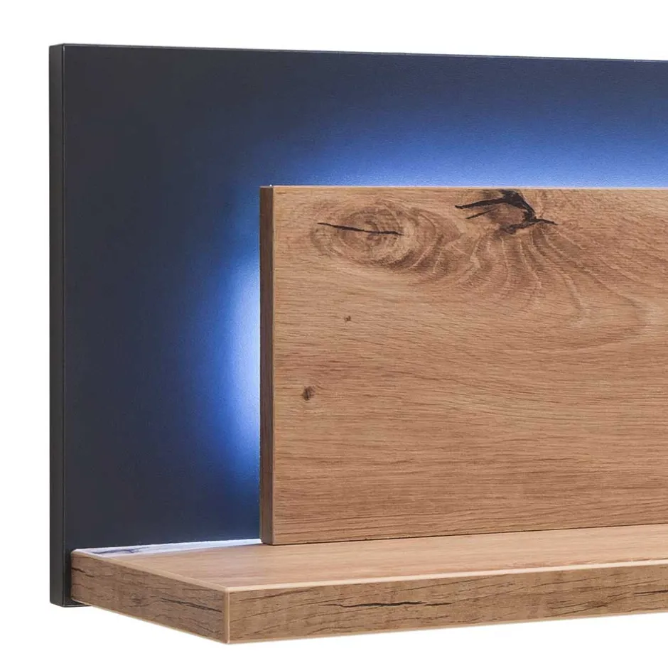 Wohnen 139x24x20 Wandboard in Eiche Dekor & Grau - Wykina