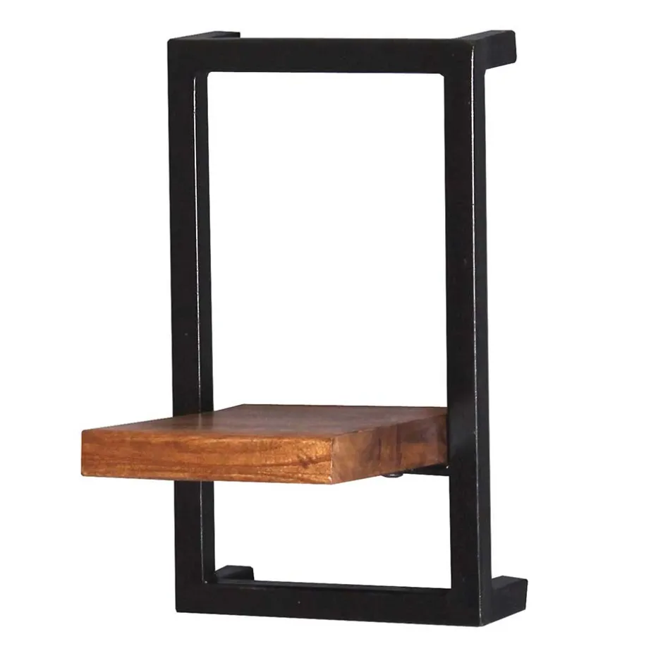 Wohnen 20x35x25 Wandregal aus Massivholz & Metall - Mendoza II