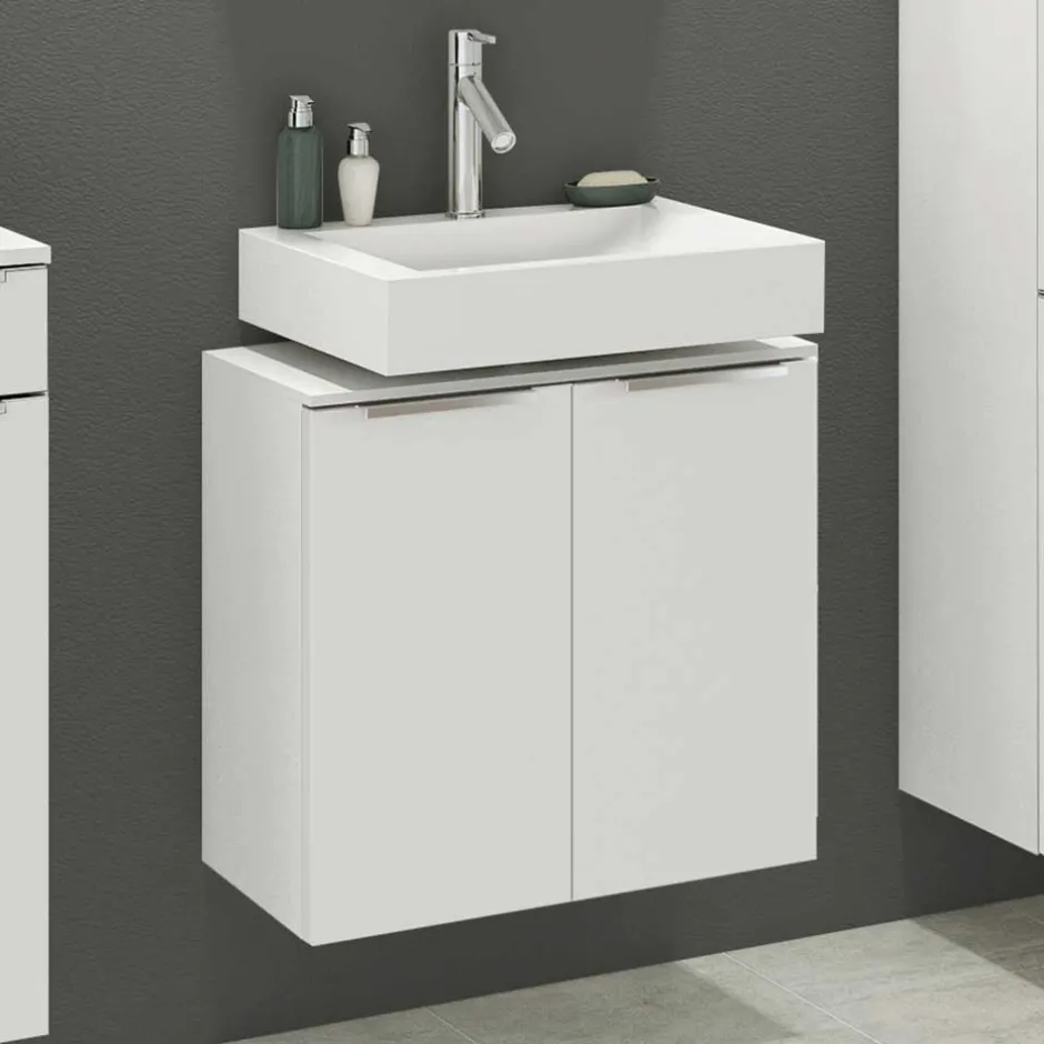 60x55x35 Waschbeckenschrank für Stand- & Wandmontage - Livendas^Wohnen