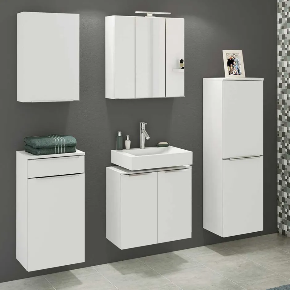 60x55x35 Waschbeckenschrank für Stand- & Wandmontage - Livendas^Wohnen