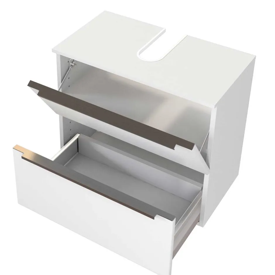60x55x35 Waschbeckenschrank mit Klappe & Schublade - Livendas I^Wohnen New