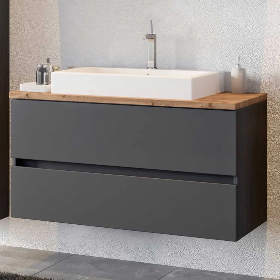 100x54x48 Waschtisch Konsole in Grau & Wildeiche - Noricas^Wohnen Outlet