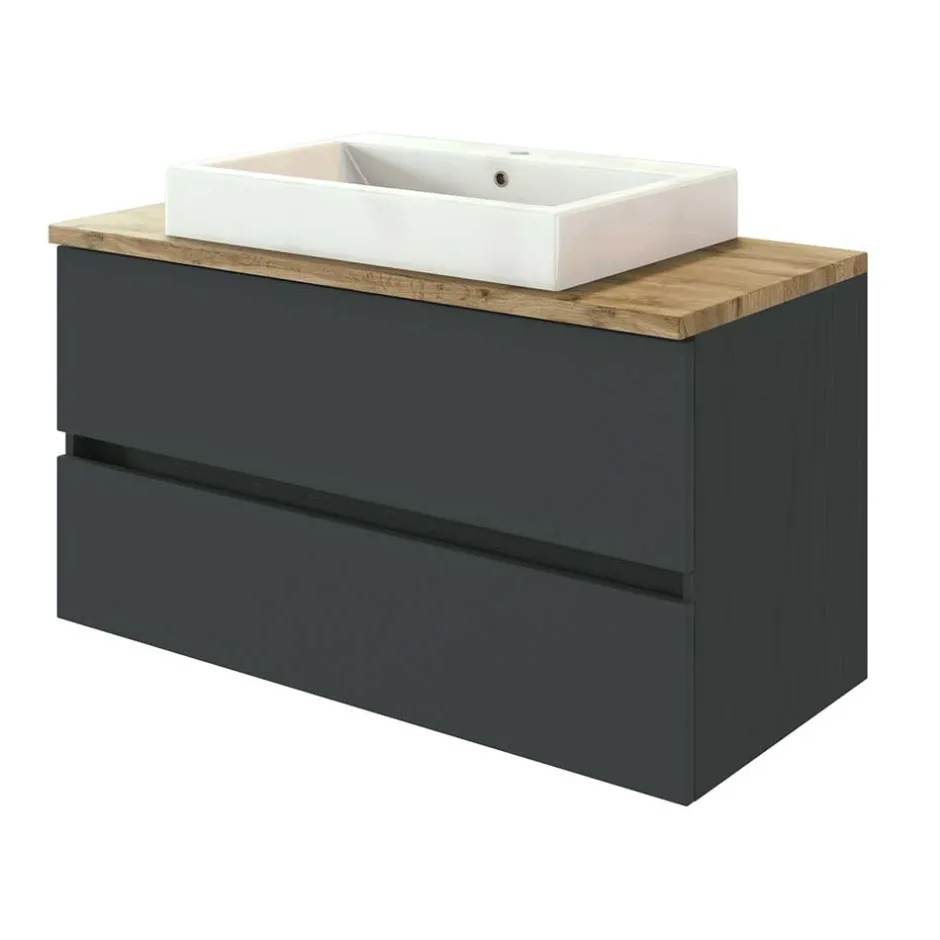 100x54x48 Waschtisch Konsole in Grau & Wildeiche - Noricas^Wohnen Outlet