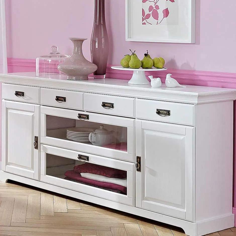 180x84x40 Weißes Sideboard - Landhaus modern - Akbelev^Wohnen New