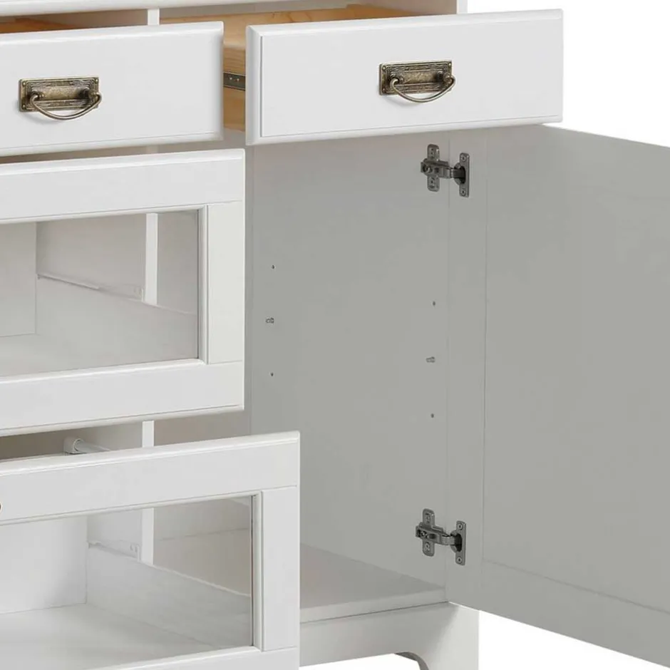 180x84x40 Weißes Sideboard - Landhaus modern - Akbelev^Wohnen New