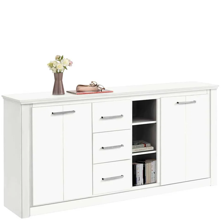 Wohnen 170x82x35 Weißes Sideboard auf Sockel - Enzetra