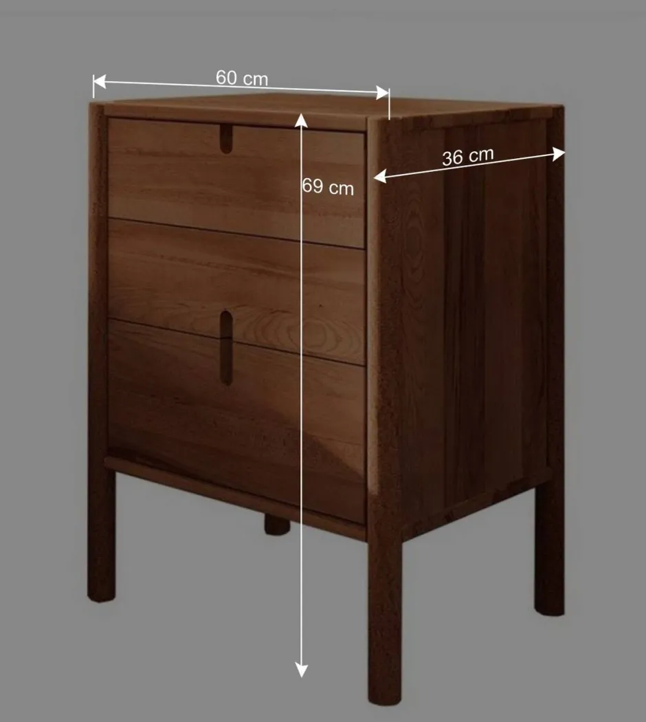 Wohnen 60x69x36 Wildbuche Nachtkommode geölt - Indrya