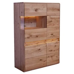 Wohnen 103x152x44 Wildeiche Highboard mit Glaseinsatz - Acmida