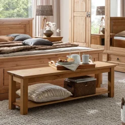 Wohnen 140x43x36 Wohnraum Holzbank in Eichefarben - Voeca