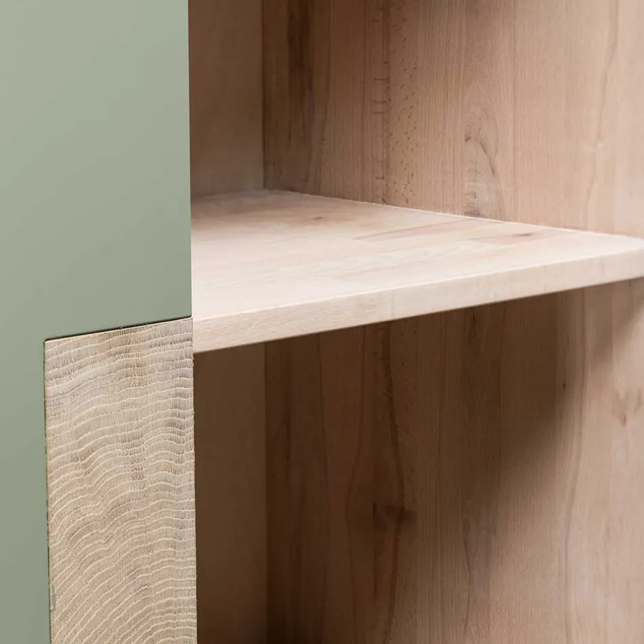 Wohnen 90x120x45 Wohnzimmer Highboard in Grau & Buche - Ajevos