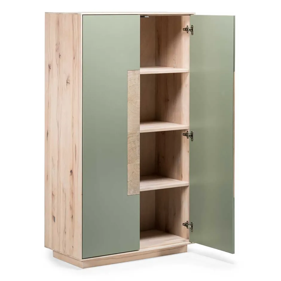 Wohnen 90x120x45 Wohnzimmer Highboard in Grau & Buche - Ajevos