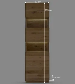 63x208x44 Wohnzimmer Vitrine aus Wildeiche massiv - Obinson^Wohnen