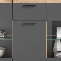 140x134x37 Wohnzimmerschrank Highboard mit Glas - Lucios^Wohnen New