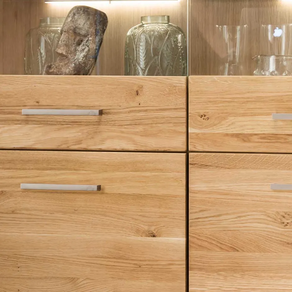 Wohnen 118x141x40 Wohnzimmerschrank mit Glaseinsätzen - Loitons