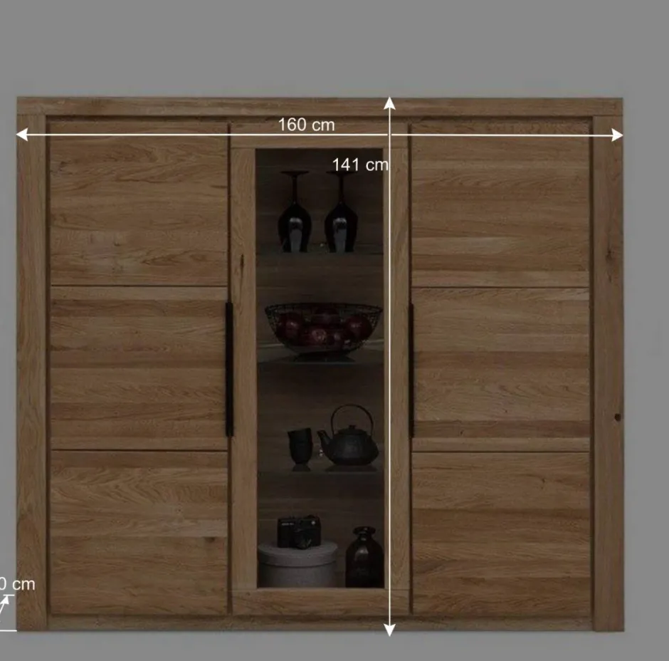 Wohnen 160x141x40 Wohnzimmerschrank mit Glaseinsatz - Nelenia