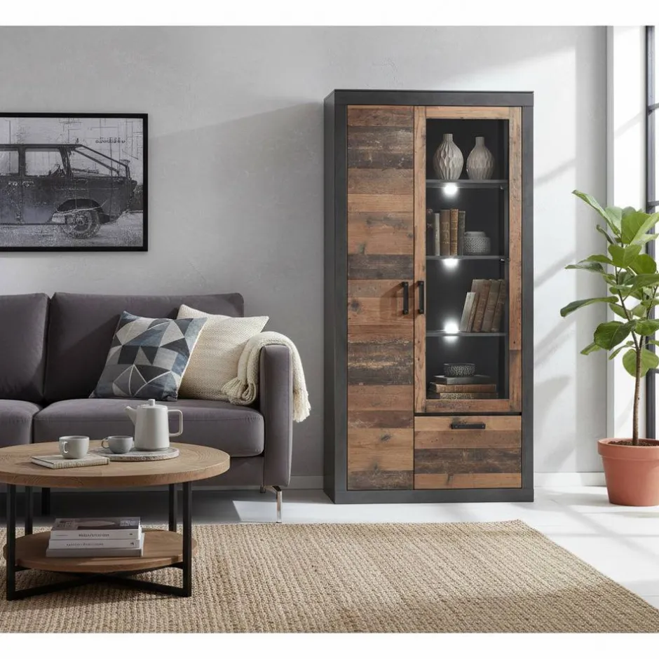 97x201x40 Wohnzimmerschrank mit Glastür - Timuras^Wohnen Best