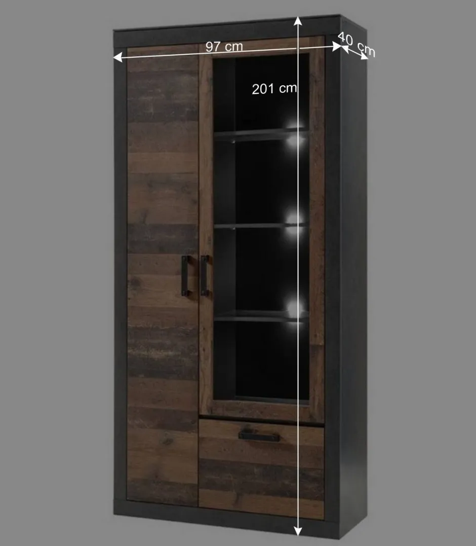 97x201x40 Wohnzimmerschrank mit Glastür - Timuras^Wohnen Best