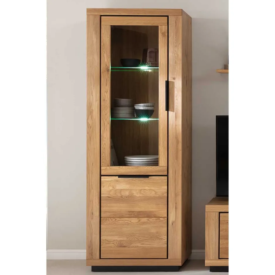 72x200x40 Wohnzimmervitrine teilmassiv - Vlacoma^Wohnen Outlet