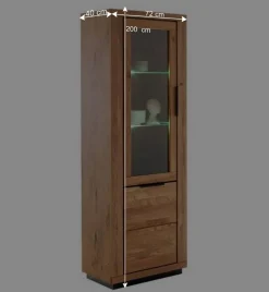 72x200x40 Wohnzimmervitrine teilmassiv - Vlacoma^Wohnen Outlet