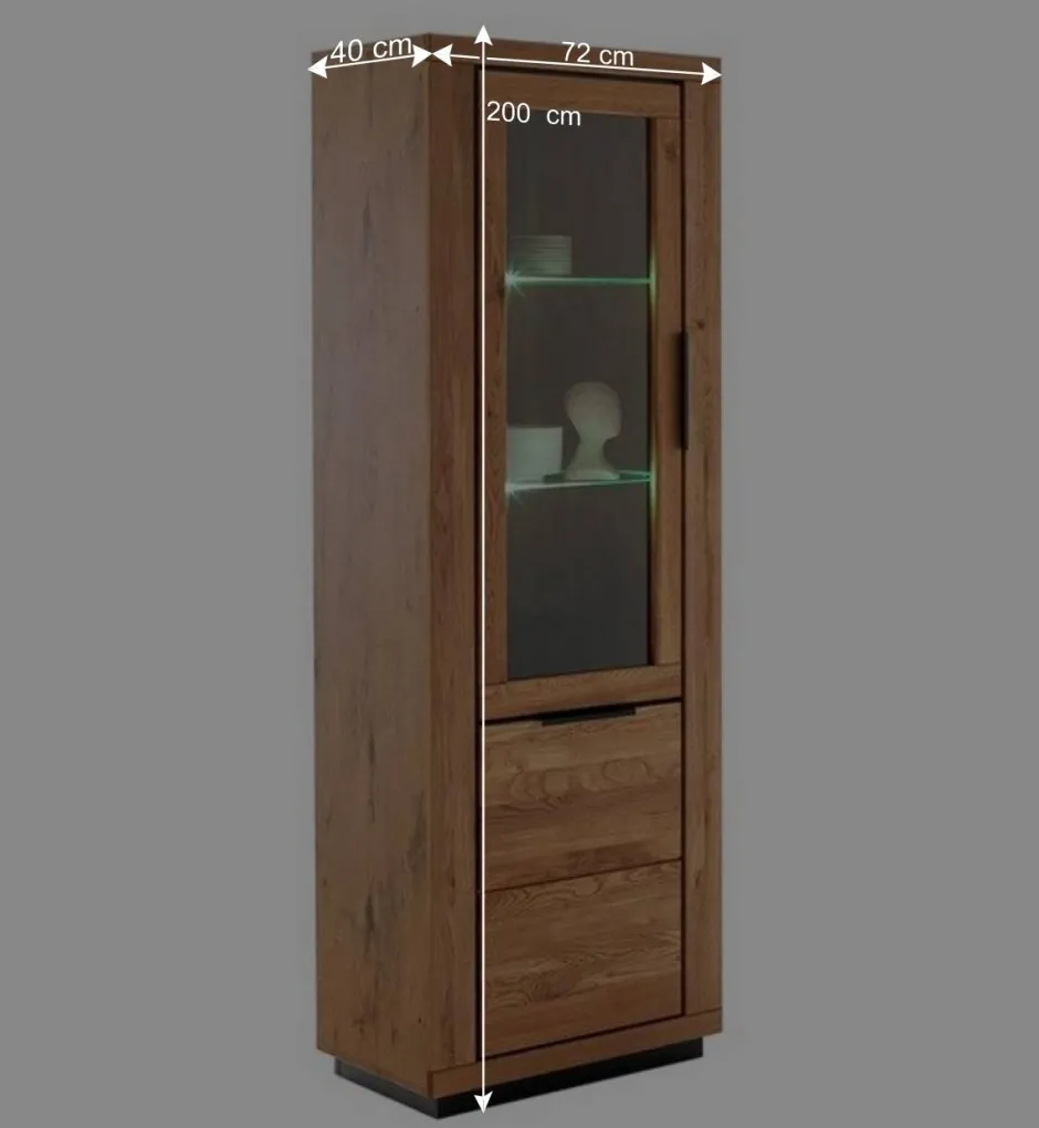 72x200x40 Wohnzimmervitrine teilmassiv - Vlacoma^Wohnen Outlet